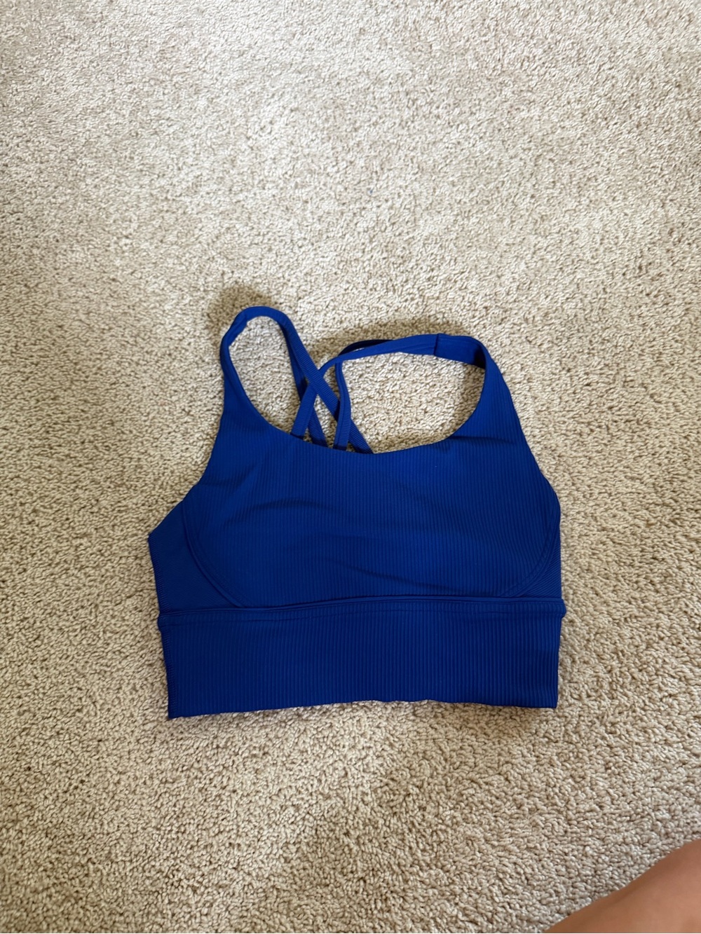 lululemon athletica Ribbed Strappy Sports Bra in Deep Blue